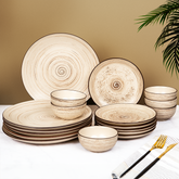 Cream Ceramic Spiral Dinnerware - Set of 18